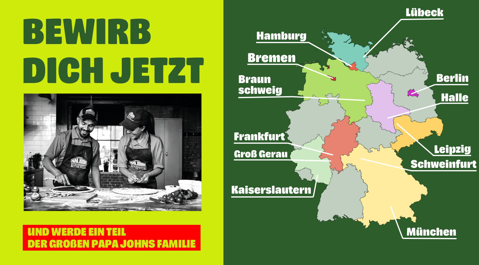 Bewirb dich jetzt bei Papa Johns – Karte mit allen Standorten in Deutschland