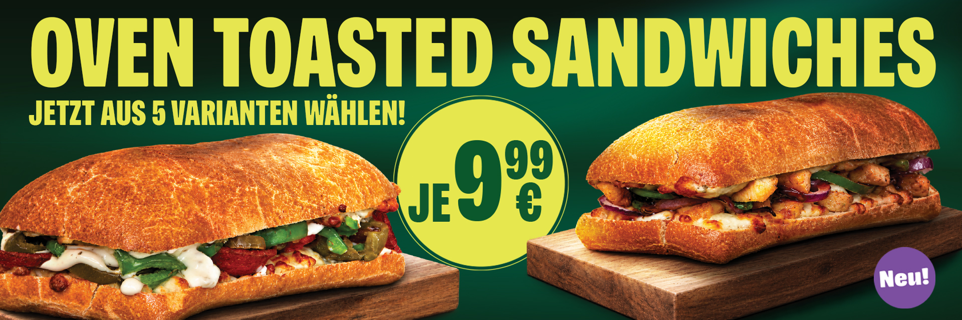 Oven Toasted Sandwiches – jetzt aus 5 Varianten wählen, je 9,99 €